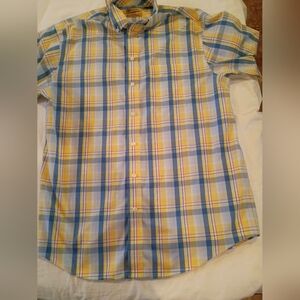 Roundtree & Yorke Blue and Yellow Checkered Shirt